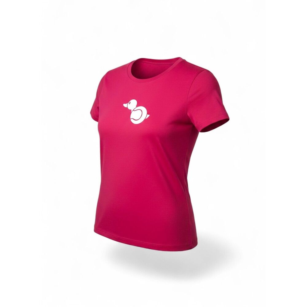 Sport Tek Athletic Sleeveless Women's Hot Pink Tee with White Duck Logo Sz M
